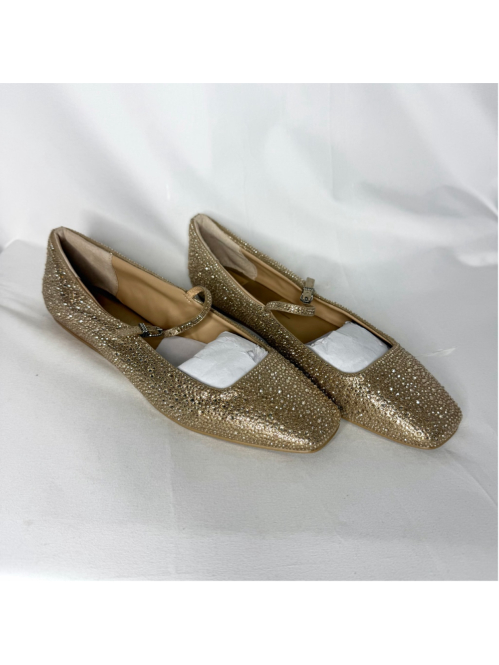 NEW without box Dolce Vita Rhinestone Reyes Crystal Mary Jane Flats Gold Size 13